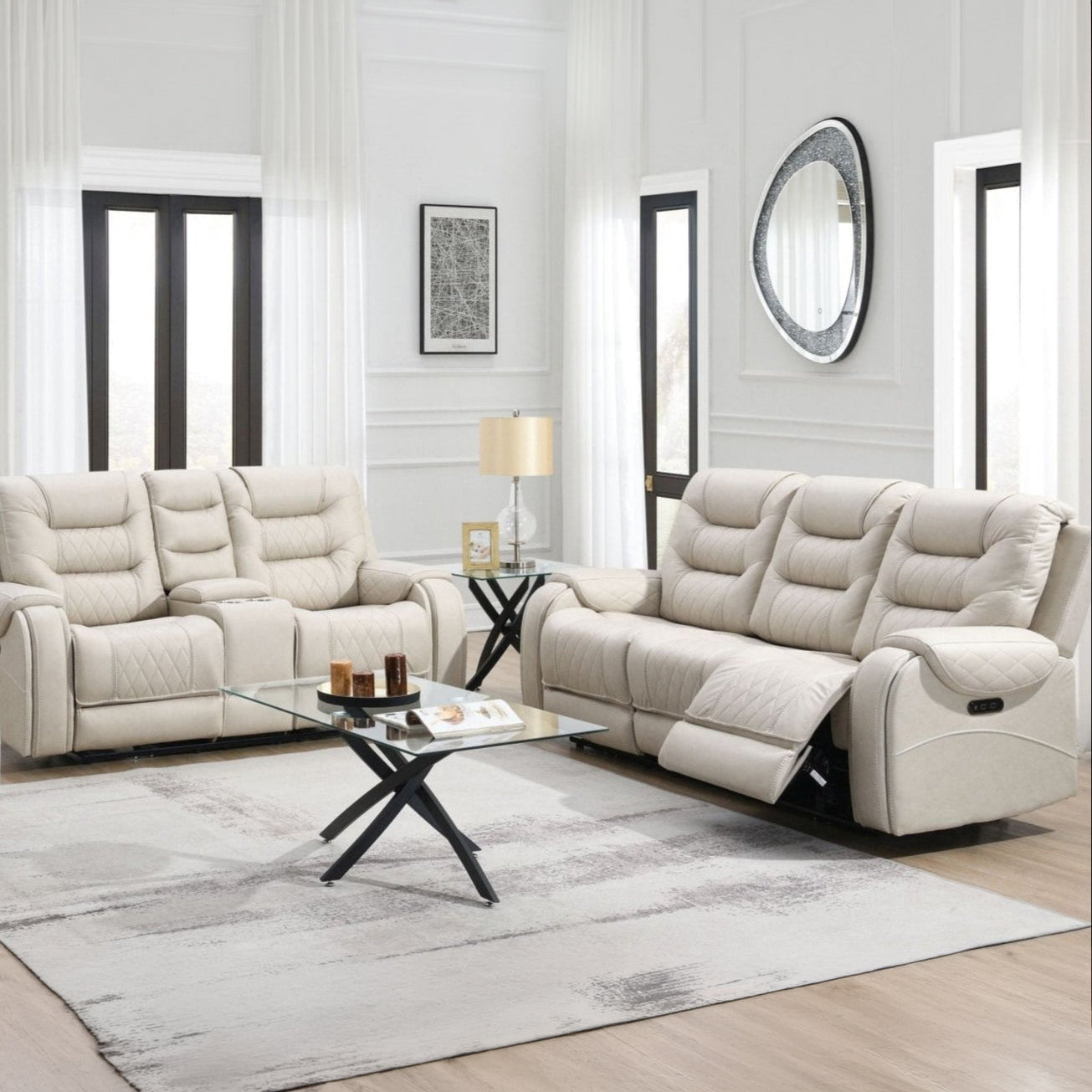 Liston Beige 2 Piece Recliner Sofa Set
