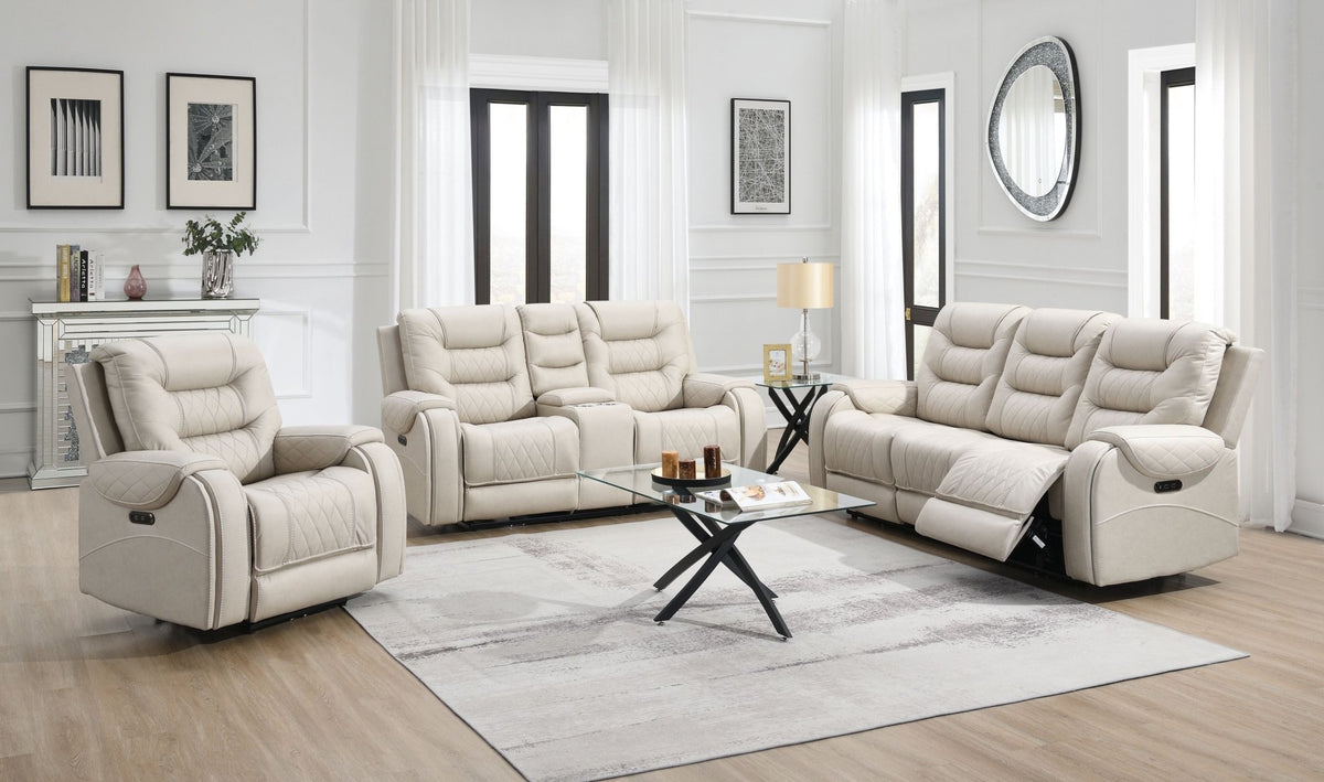 Liston 3-Piece Electric Recliner Sofa Set - Beige - Recliners and 