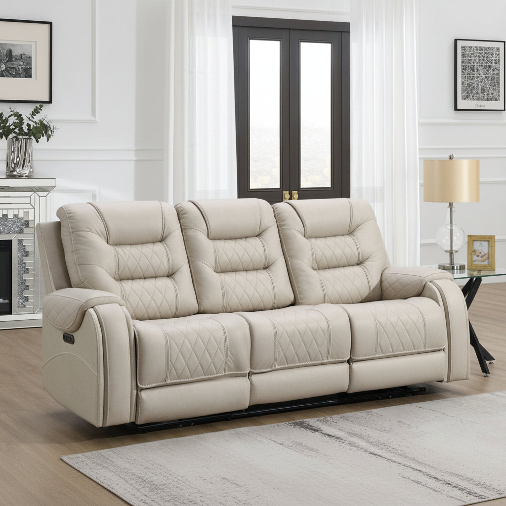 Liston 3 - Seater Electric Recliner Sofa - Beige - Lifestyle Furniture