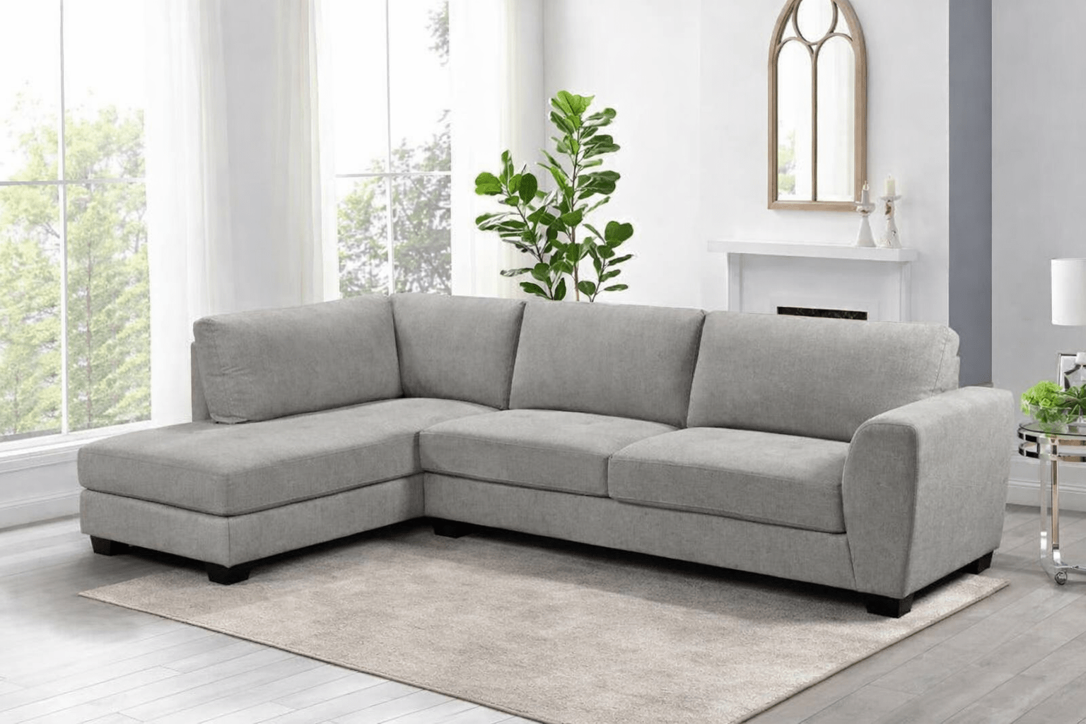 Loren Corner Sofa - Light Grey - Lifestyle Furniture