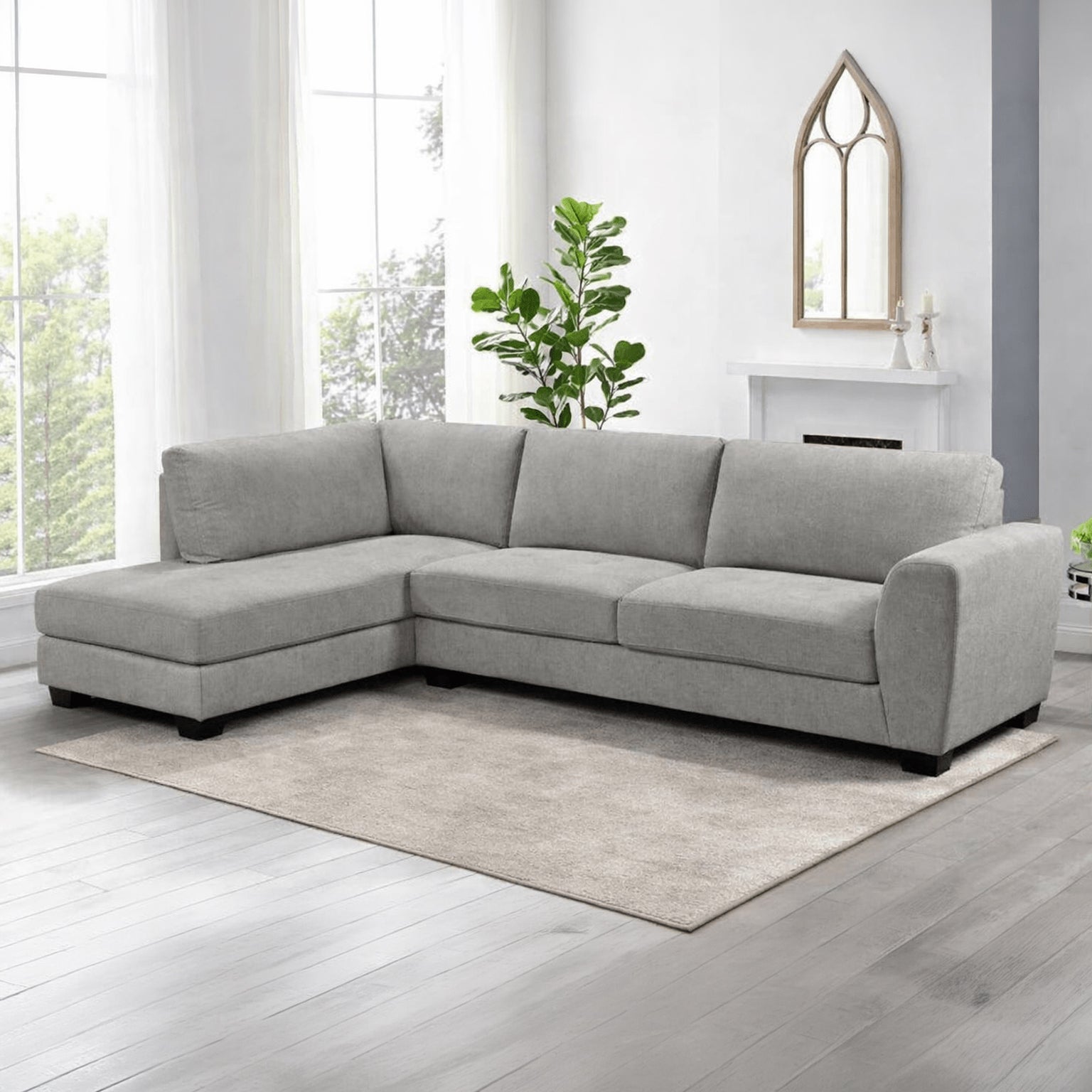 Loren Corner Sofa Left Facing Chaise - Light Grey
