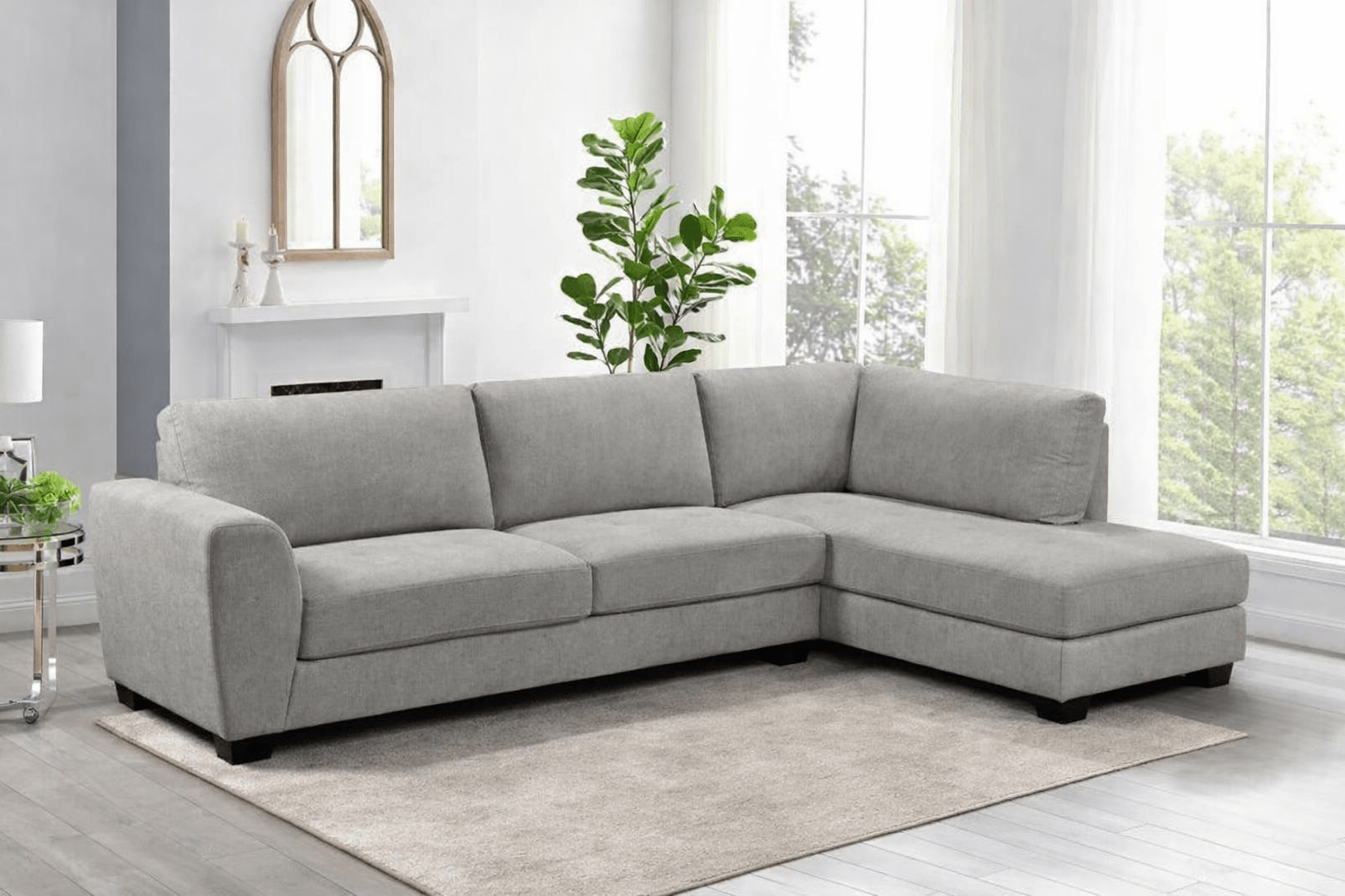 Loren Corner Sofa - Light Grey - Lifestyle Furniture