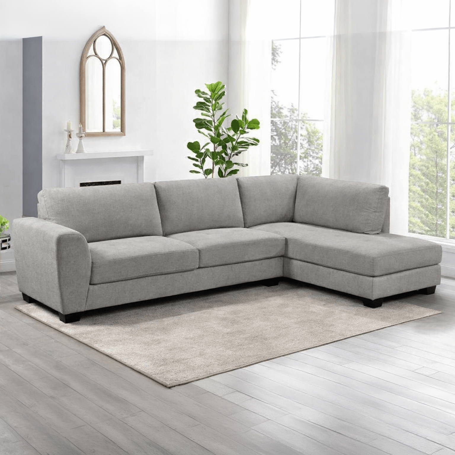 Loren Corner Sofa Right Facing Chaise- Light Grey