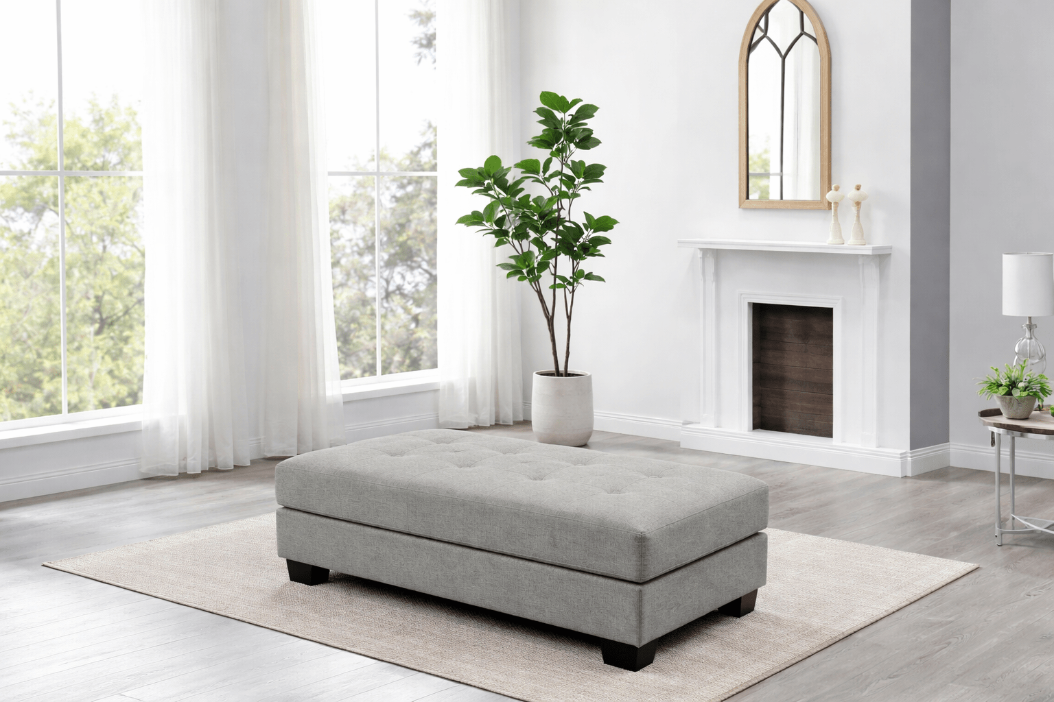 Loren Light Grey Ottoman Only - Lifestyle Furniture