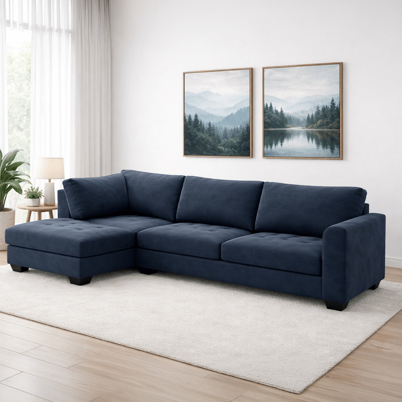 Loren Sectional Sofa Left Facing Chaise- Dark Grey