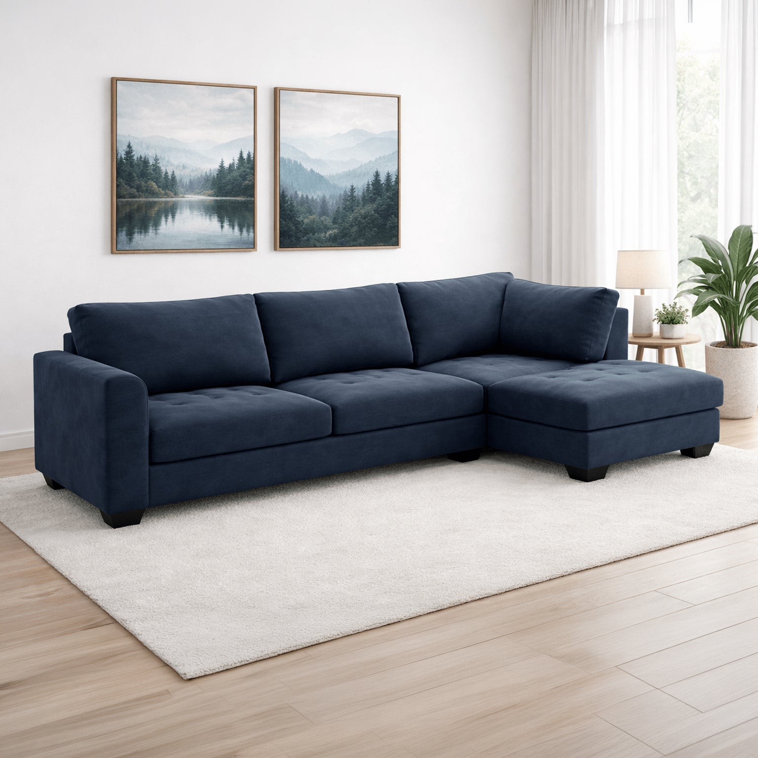 Loren Sectional Sofa Right Facing Chaise- Dark Grey