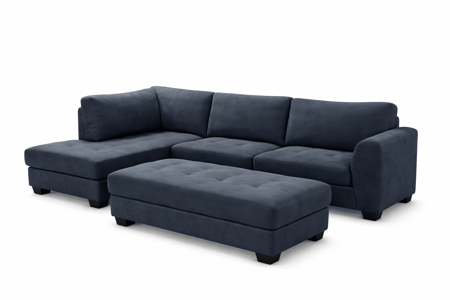 Loren Sectional Sofa With Ottoman - Dark Grey - Lifestyle Furniture