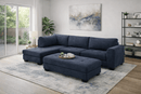 Loren Sectional Sofa With Ottoman - Dark Grey - Lifestyle Furniture