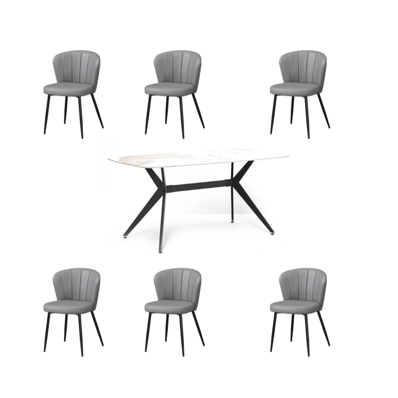 Miller 7 Piece Dining Set with Blake Dining Chairs - Lifestyle Furniture