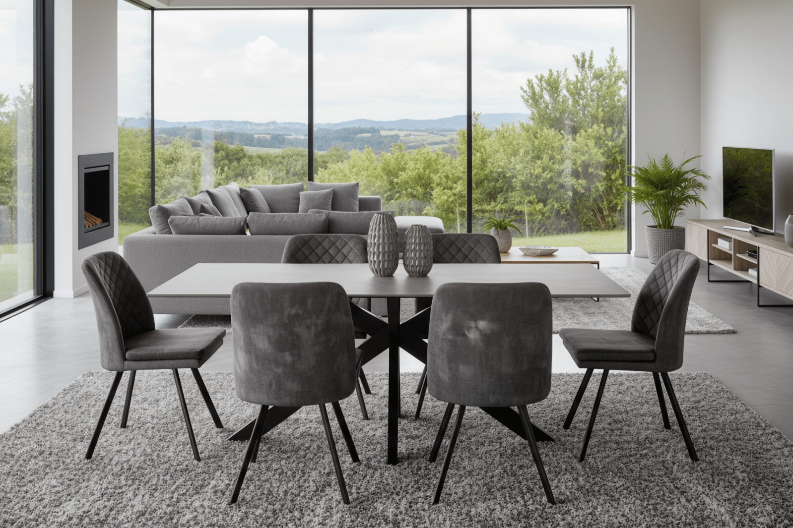 Miller 7 Piece Dining Set with Bonair Chairs - Lifestyle Furniture
