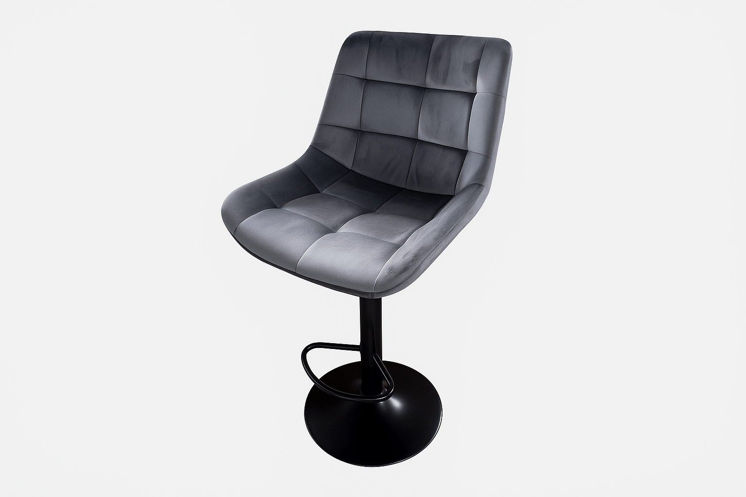 Ollie Bar Chair - Velvet - Grey - Lifestyle Furniture