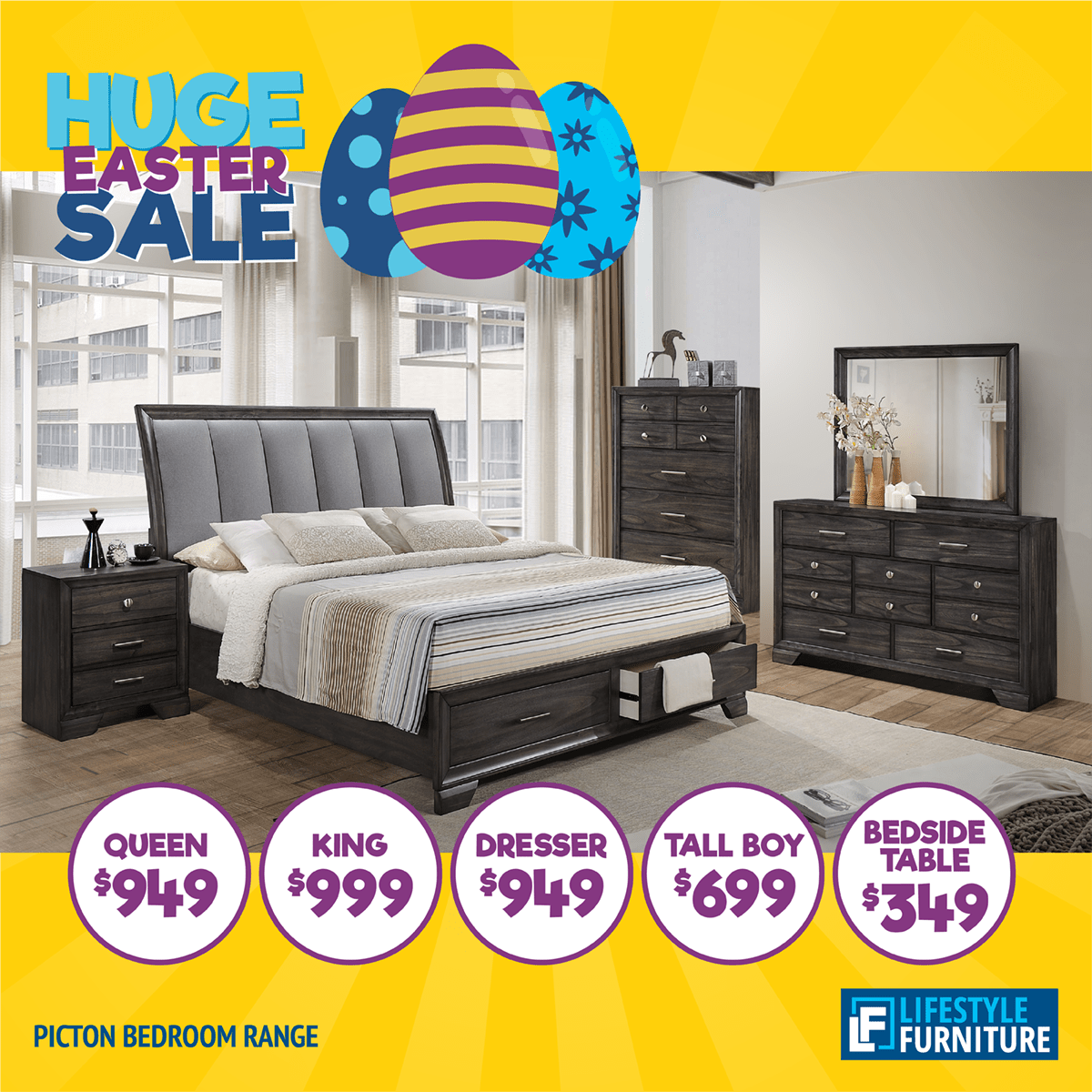 Picton Queen Bedroom Set - 4 Piece - Lifestyle Furniture