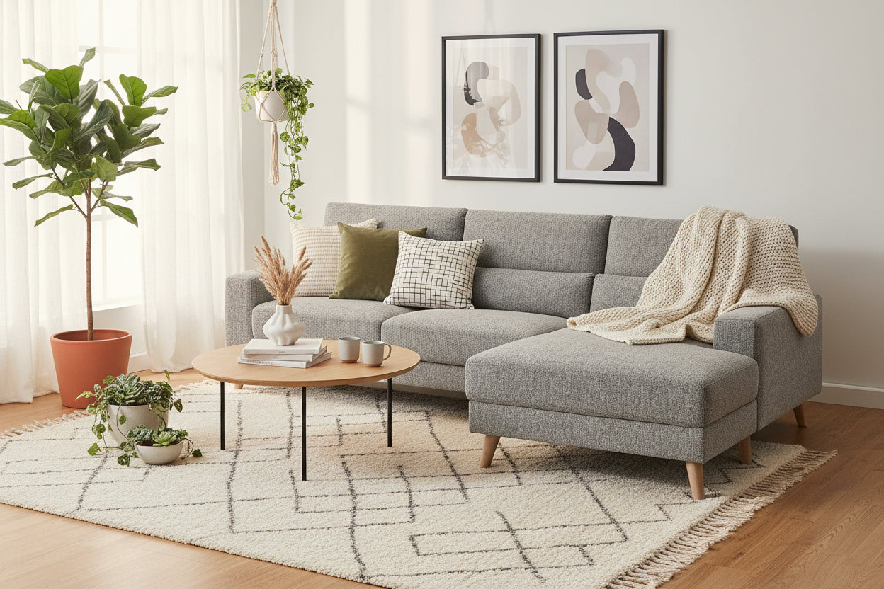 Santro 3 - Seater Sofa With Chaise - Light Grey - Lifestyle Furniture