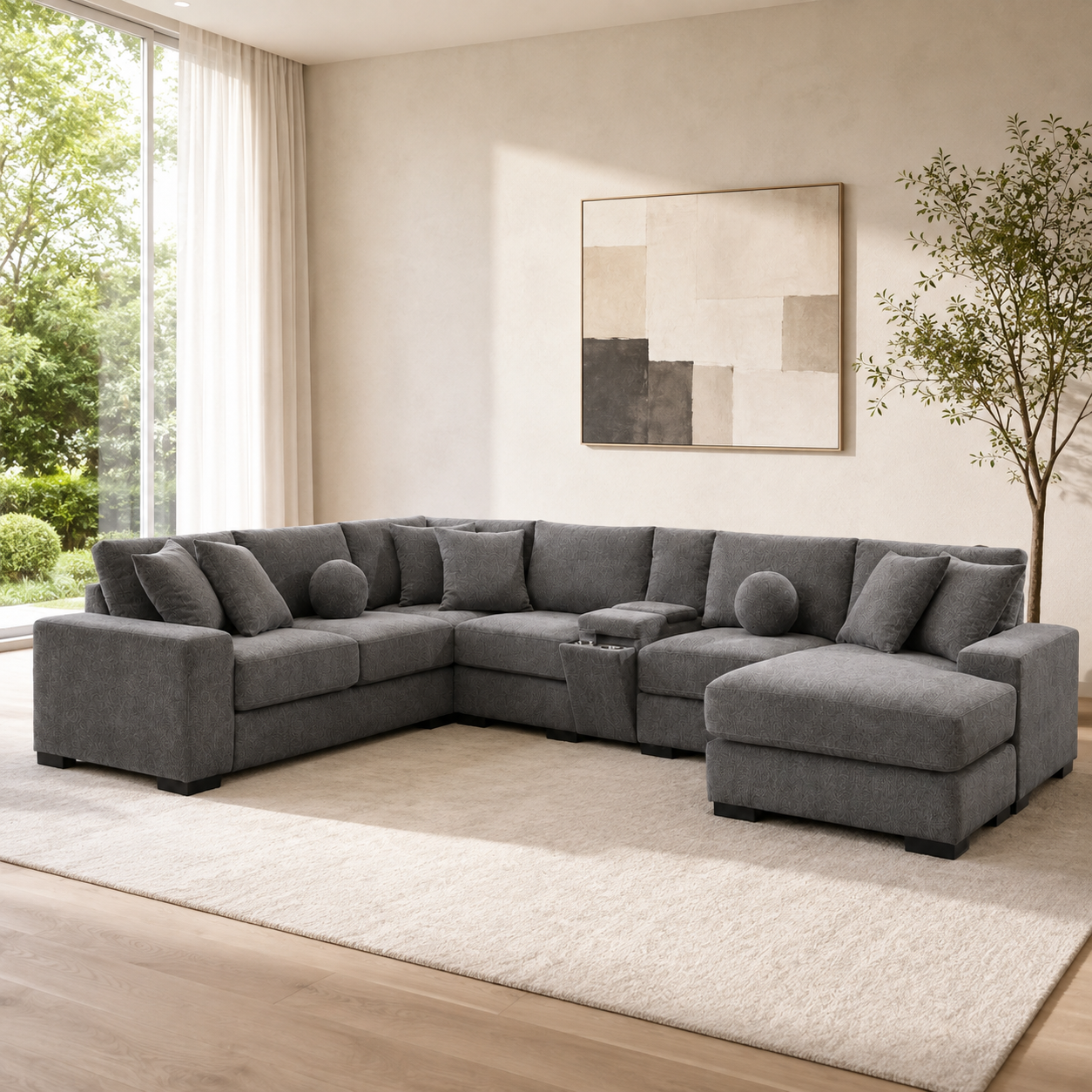 Travis Sectional Sofa - Grey