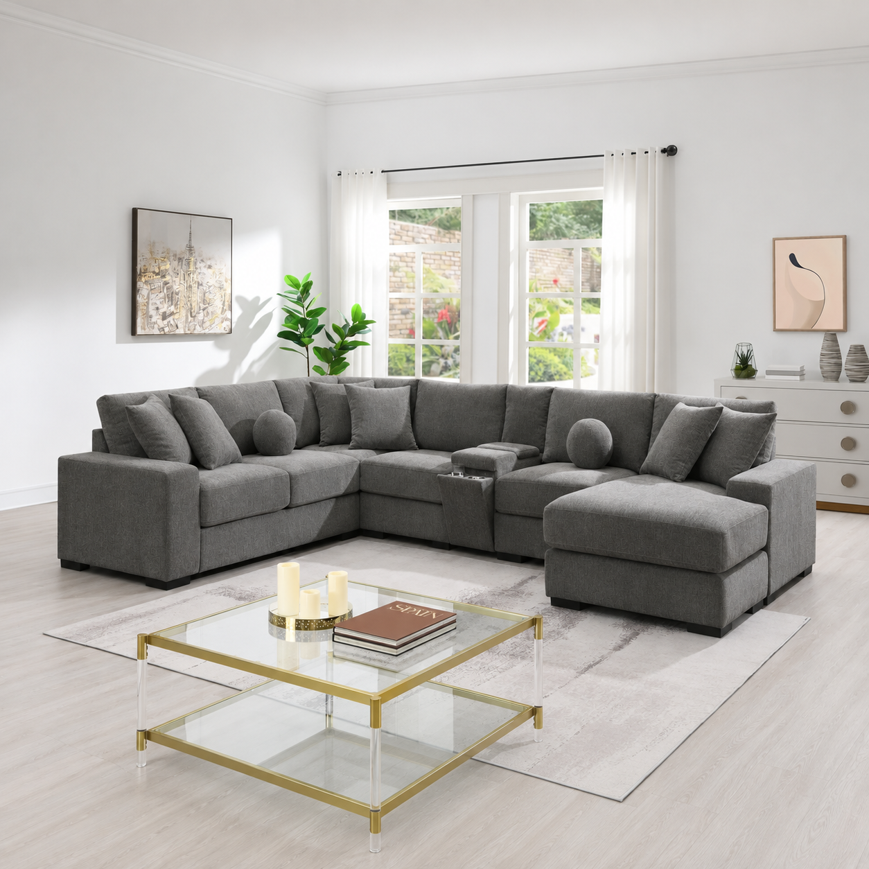 Travis Sectional Sofa - Grey