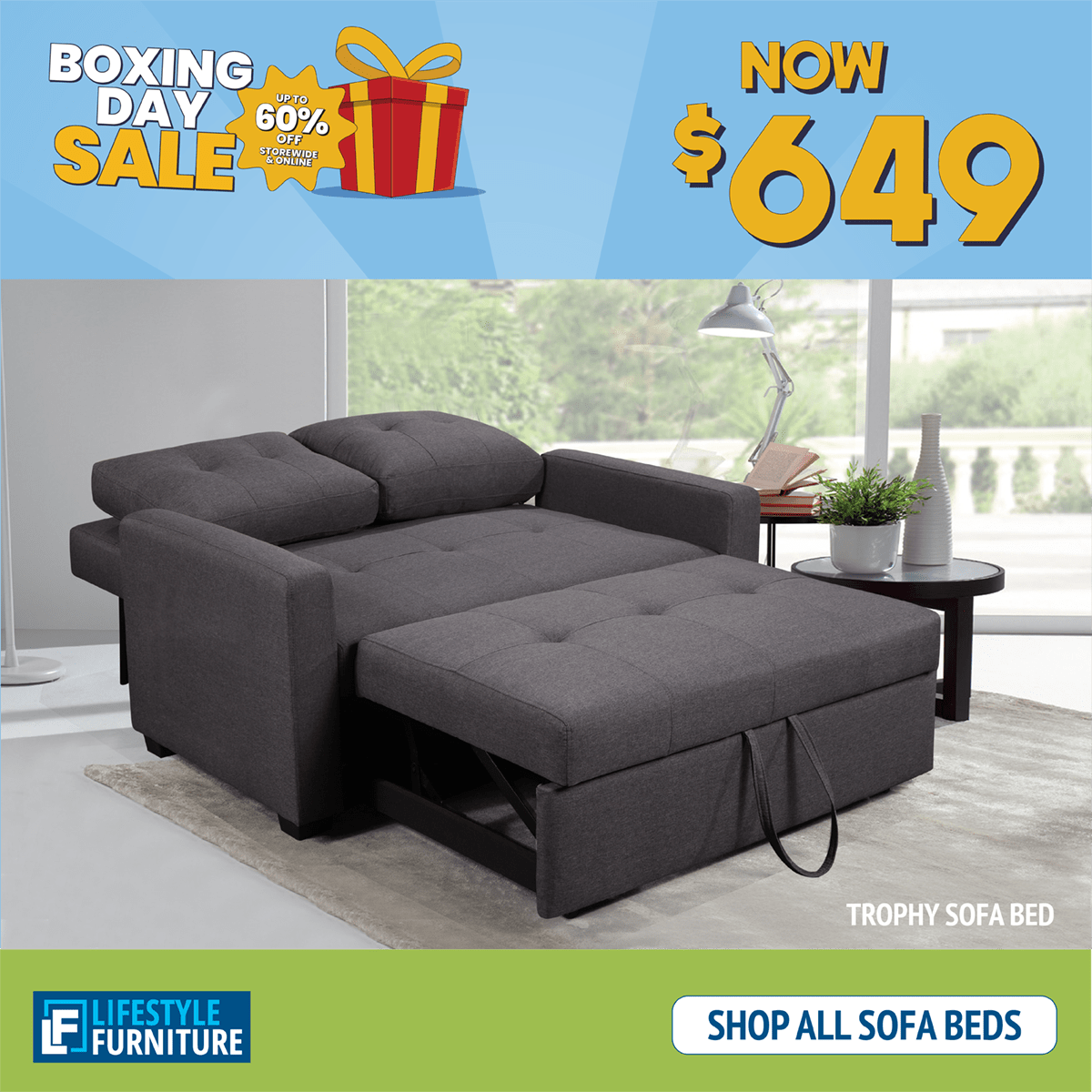 Trophy Pullout Sofa Bed - Lifestyle Furniture