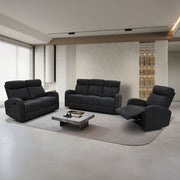 Verona Black 3 Piece Recliner Lounge Suite
