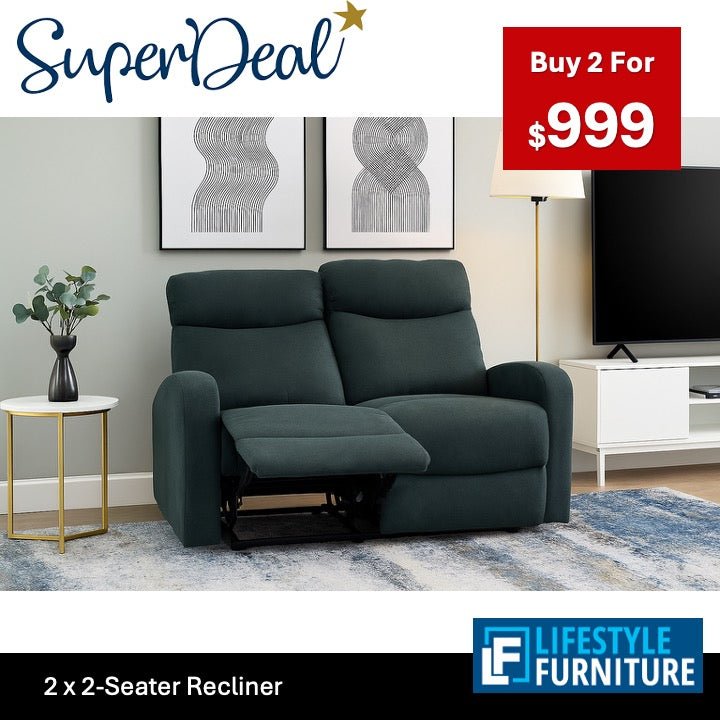 Verona Black Recliner Set 2 - Piece - Lifestyle Furniture