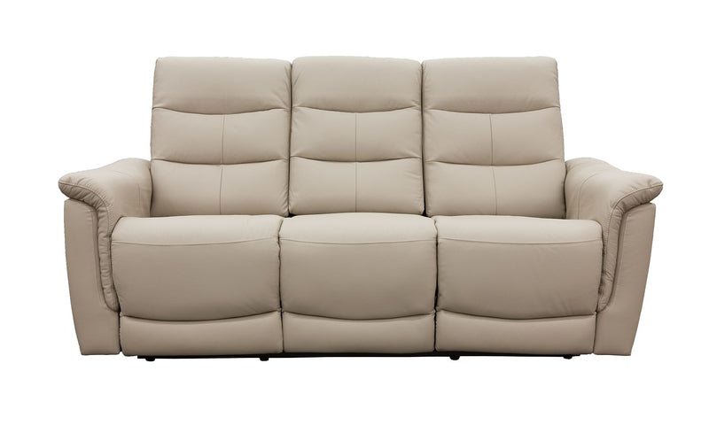 Lisbon Beige 3 Seater Leather Power Recliner Sofa - LIFESTYLE FURNITURE