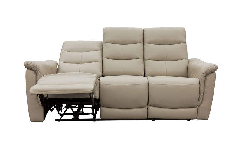 Lisbon Beige 3 Seater Leather Power Recliner Sofa - LIFESTYLE FURNITURE