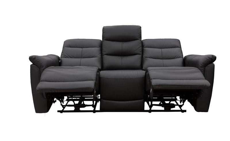 Lisbon Black 3 Seater Leather Power Recliner Sofa - LIFESTYLE FURNITURE