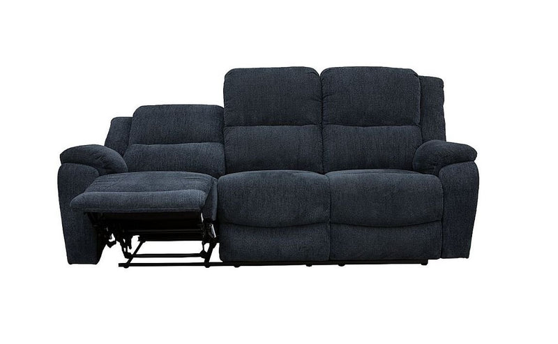 Naples Navy 3 Seater Fabric Recliner Sofa - LIFESTYLE FURNITURE