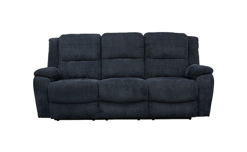 Naples Navy 3 Seater Fabric Recliner Sofa - LIFESTYLE FURNITURE