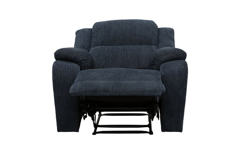 Naples Navy Single Seater Fabric Recliner - LIFESTYLE FURNITURE