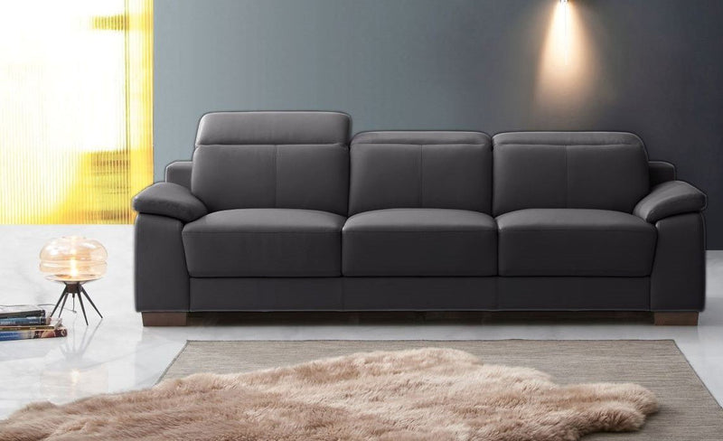 Natal Black 3-Seater Leather Sofa - LIFESTYLE FURNITURE