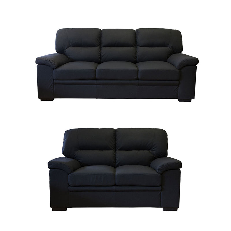 Nelson Black 3+2 Seater Fabric Lounge Suite - LIFESTYLE FURNITURE