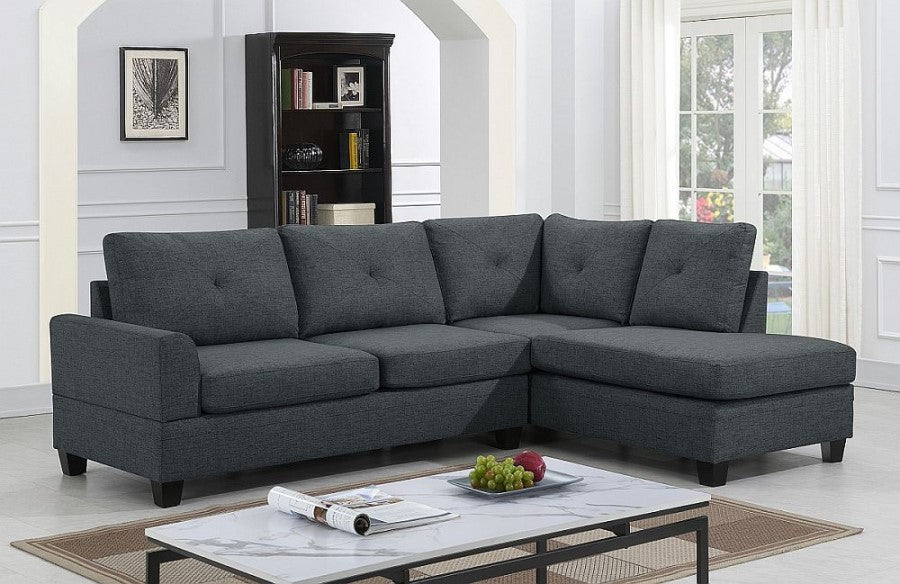 Pavia Charcoal Grey Reversible Fabric Sofa - Lifestyle Furniture