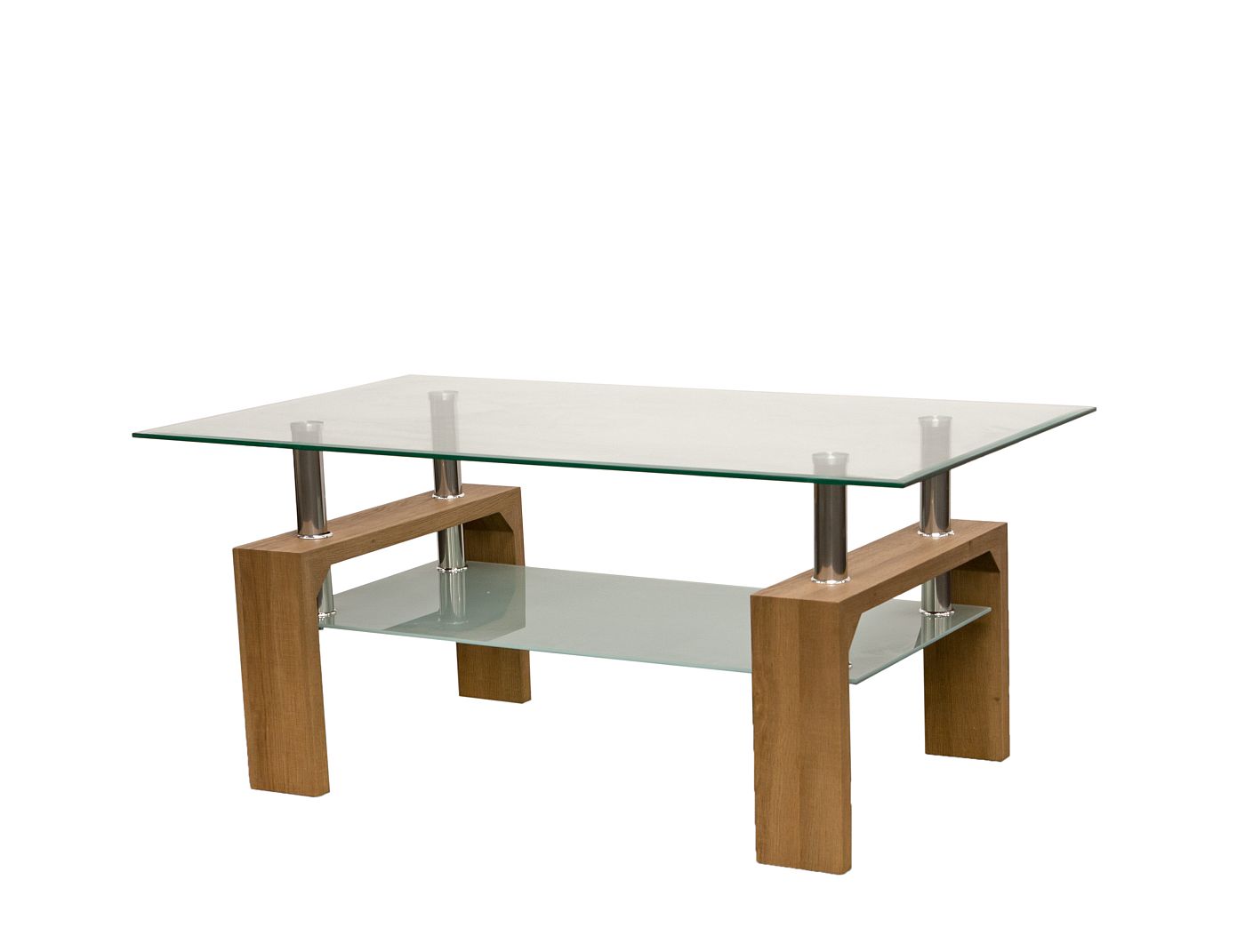 Robo Natural Glass Coffee Table With Storage - LIFESTYLE FURNITURE
