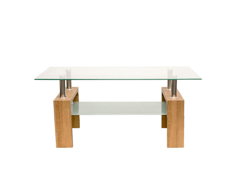 Robo Natural Glass Coffee Table With Storage - LIFESTYLE FURNITURE