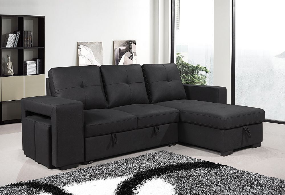 Rolleston Reversible Sofa Bed Black With Storage Lifestyle Furniture
