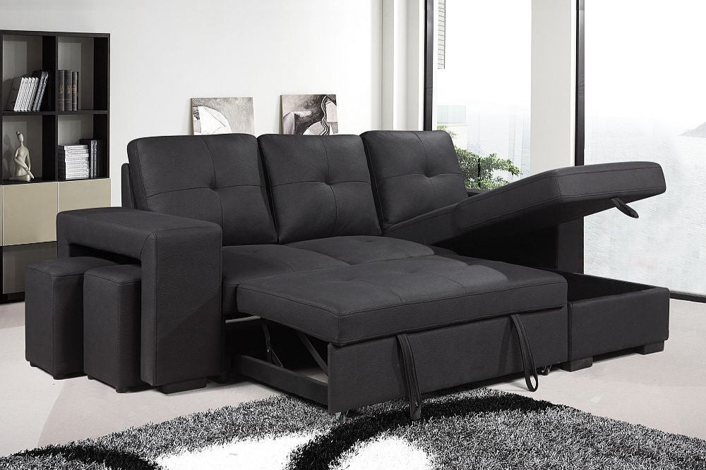 Rolleston Reversible Sofa Bed Black With Storage Lifestyle Furniture