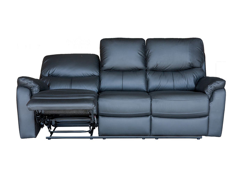 Salvador Black 3 Seater Leather Recliner Sofa - LIFESTYLE FURNITURE