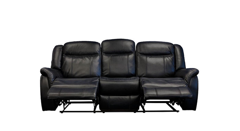 Tulip Black 3 Seater Air Leather Recliner Sofa - LIFESTYLE FURNITURE