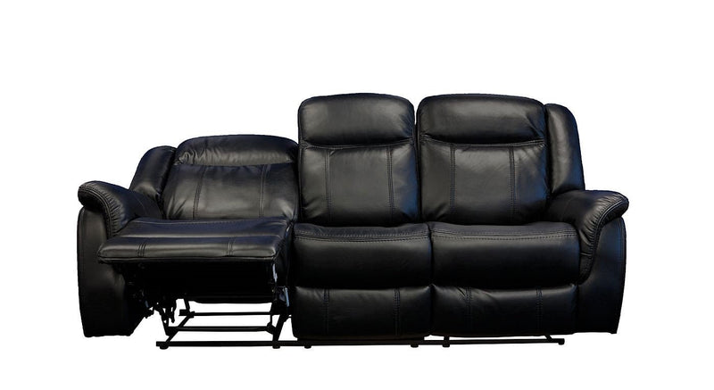 Tulip Black 3 Seater Air Leather Recliner Sofa - LIFESTYLE FURNITURE