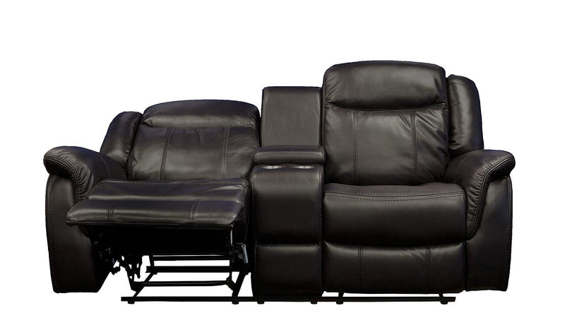 Tulip Brown 2 Seater Air Leather Recliner Sofa With Console - LIFESTYLE FURNITURE