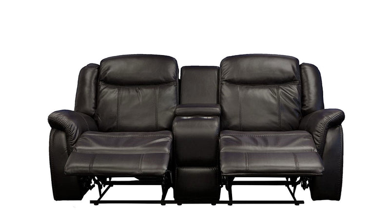 Tulip Brown 2 Seater Air Leather Recliner Sofa With Console - LIFESTYLE FURNITURE