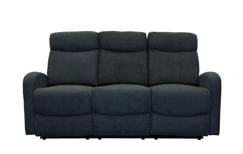 Verona Black Fabric 3 Seater Recliner Sofa - LIFESTYLE FURNITURE