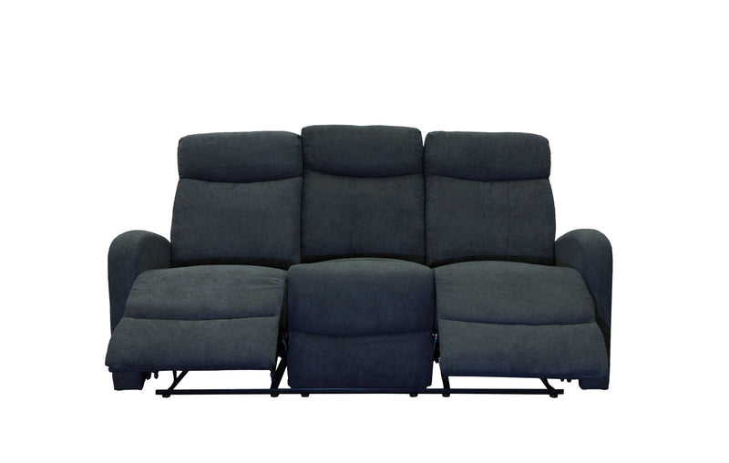 Verona Black Fabric 3 Seater Recliner Sofa - LIFESTYLE FURNITURE