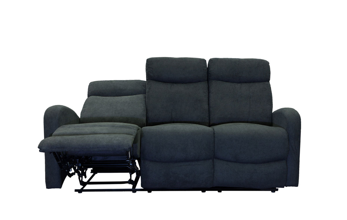 Verona Black Fabric 3 Seater Recliner Sofa Reclining Couch