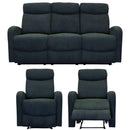Verona Black Fabric Recliner Sofa Set - LIFESTYLE FURNITURE